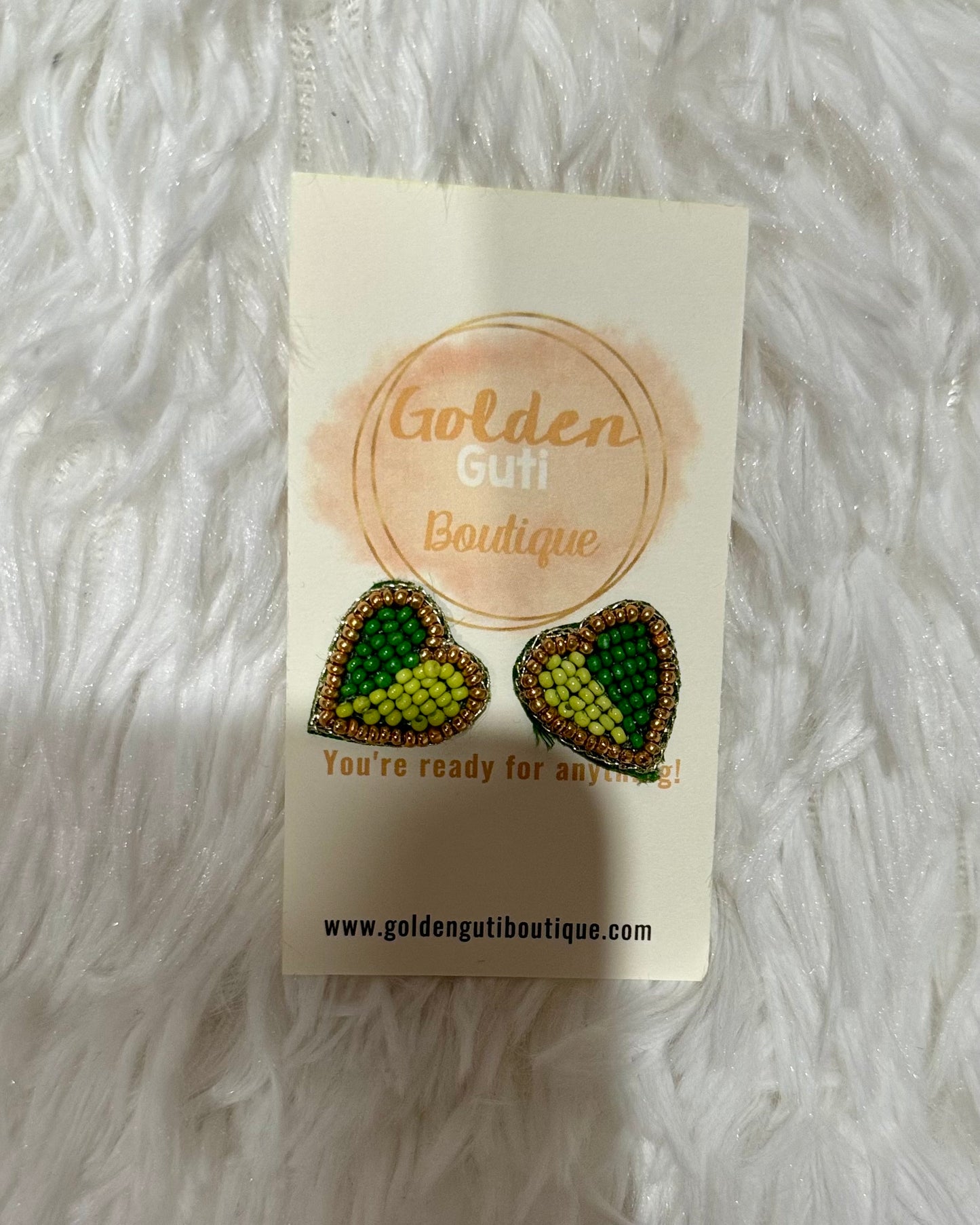 St. Patty’s day beaded heart earrings