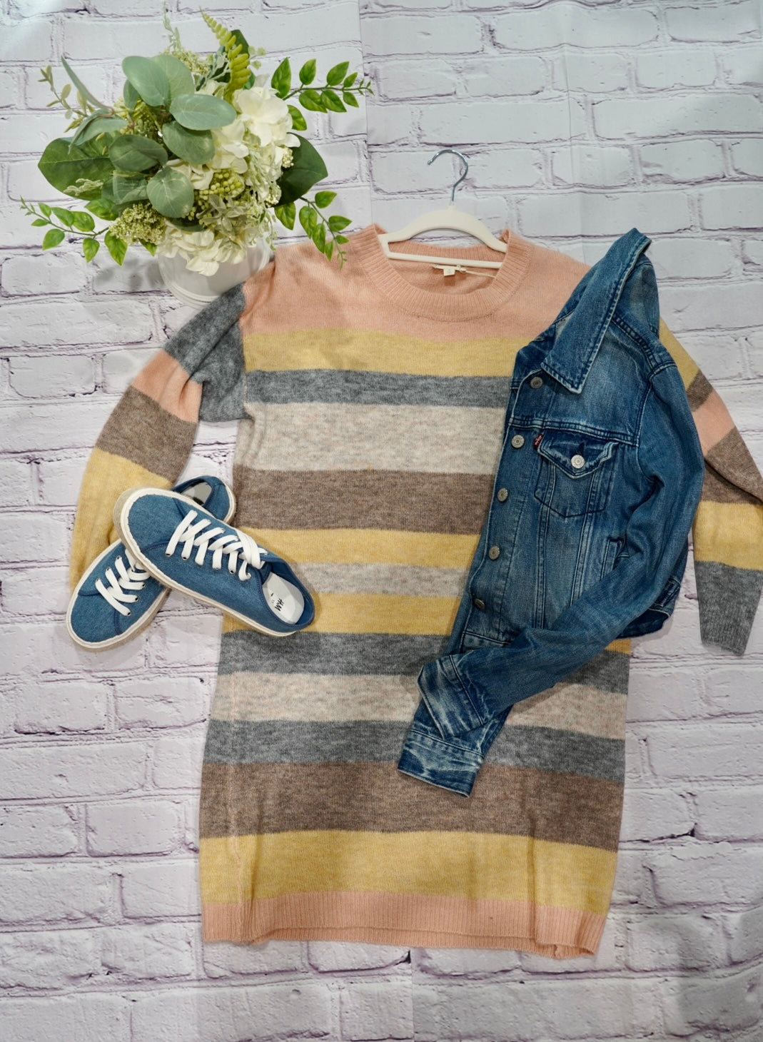 Melange Pastel Multi Stripe Sweater Dress