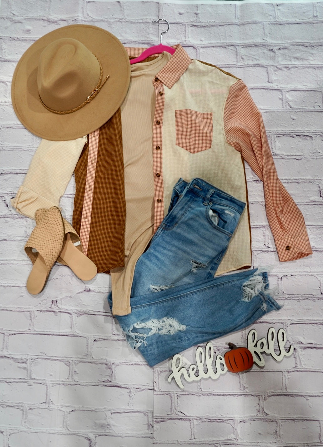 Shift Button Color Block Long Sleeve Women Shirt