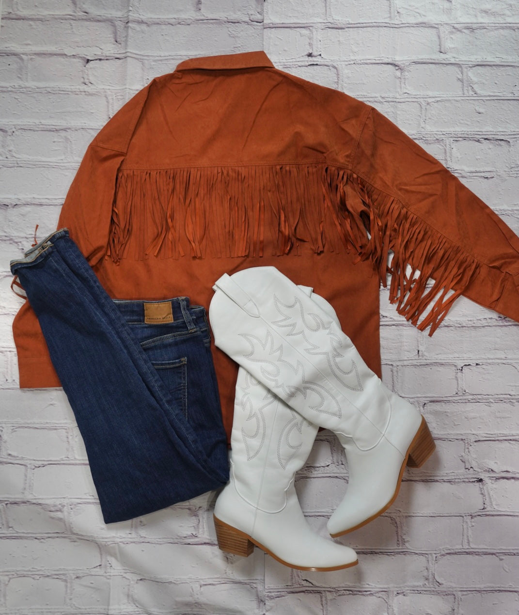 Fringe Back Detailed Button Down Shacket