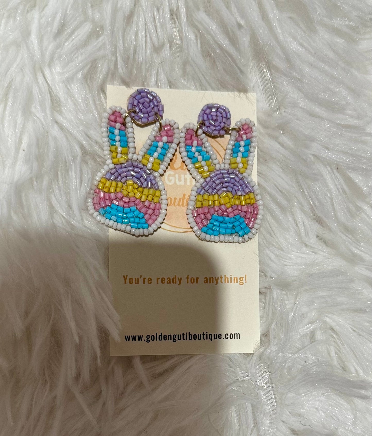 Multicolor Easter bunny earrings