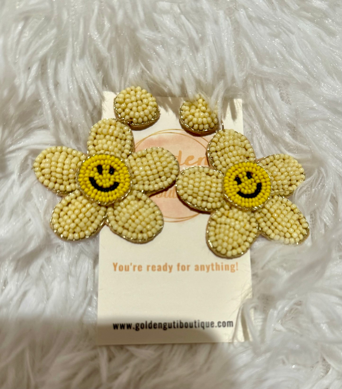 Smiley Face Flower Earrings