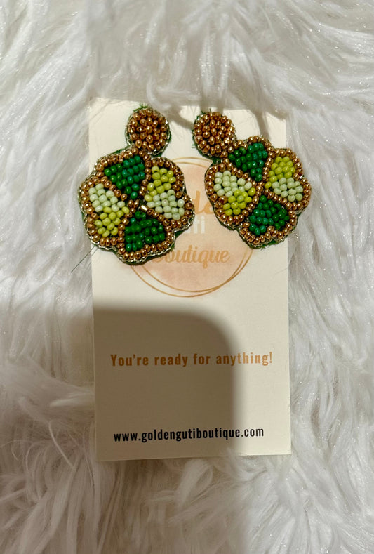 St. Patty’s day beaded clover earrings