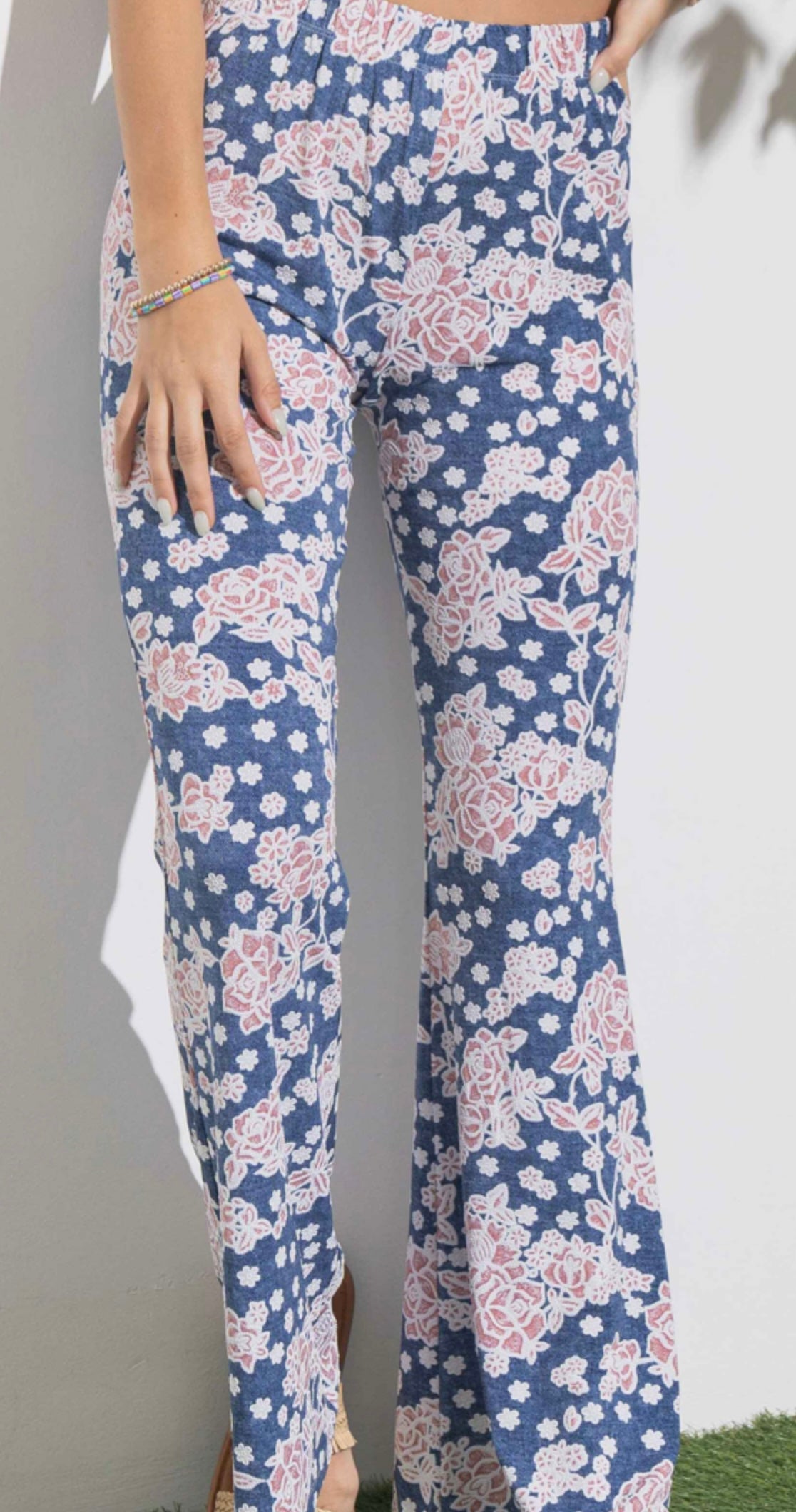 Bell bottom flare leg print pants