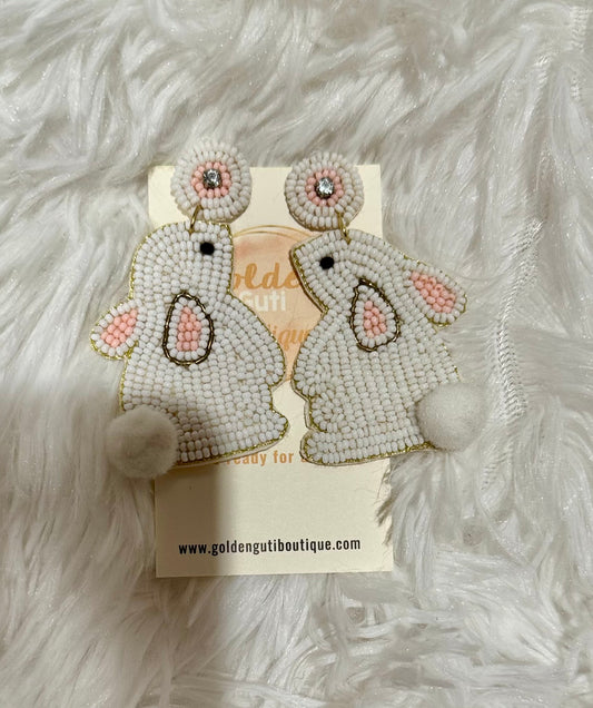 Beaded Easter bunny earrings