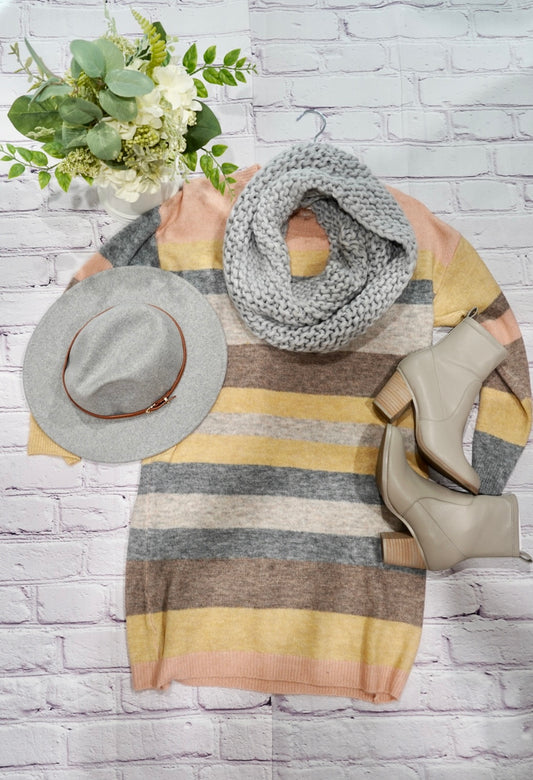 Melange Pastel Multi Stripe Sweater Dress