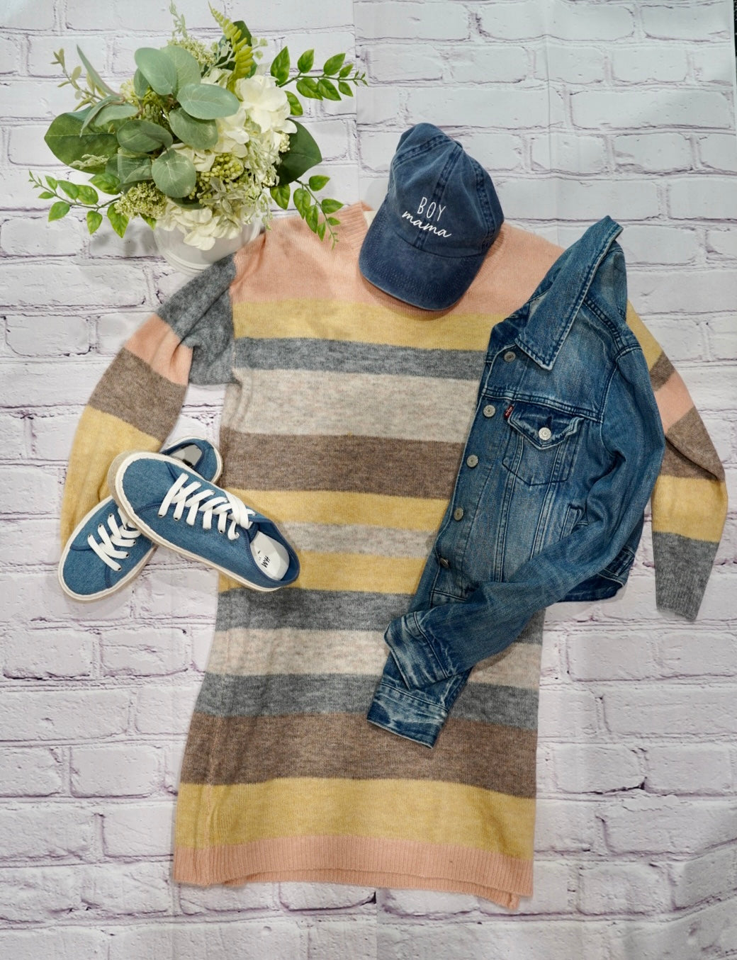 Melange Pastel Multi Stripe Sweater Dress