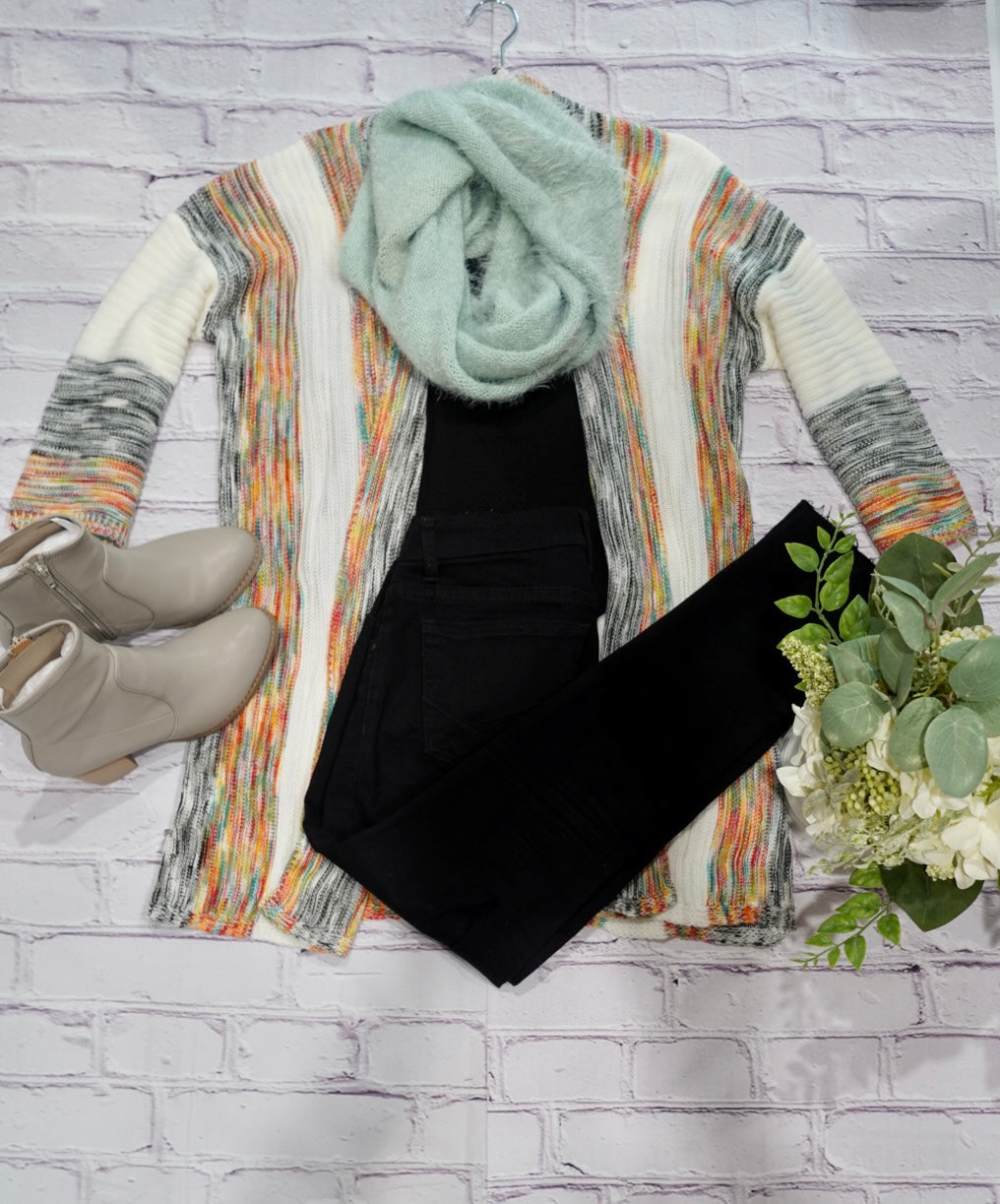 Multi Color Stripe Sweater Cardigan