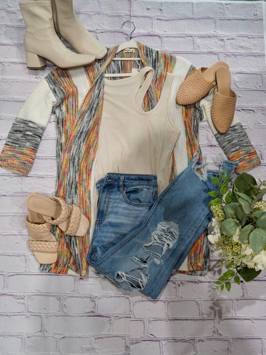 Multi Color Stripe Sweater Cardigan