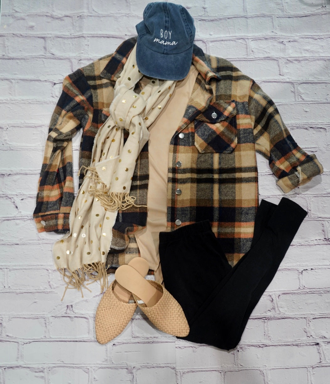 Geometric Plaid Print Shacket