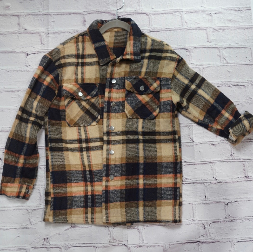 Geometric Plaid Print Shacket