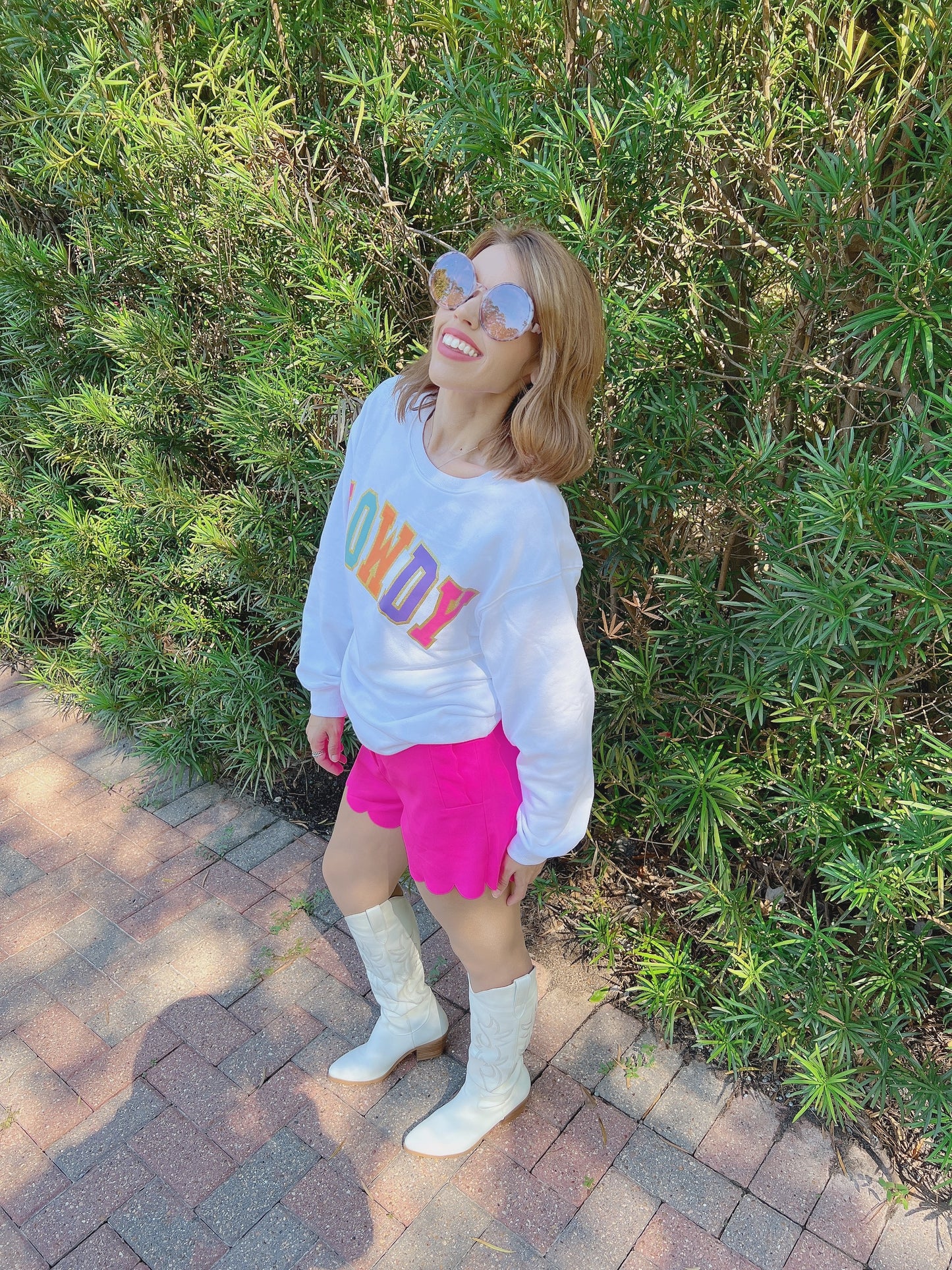 HOWDY letter color block oversized sweatshirt