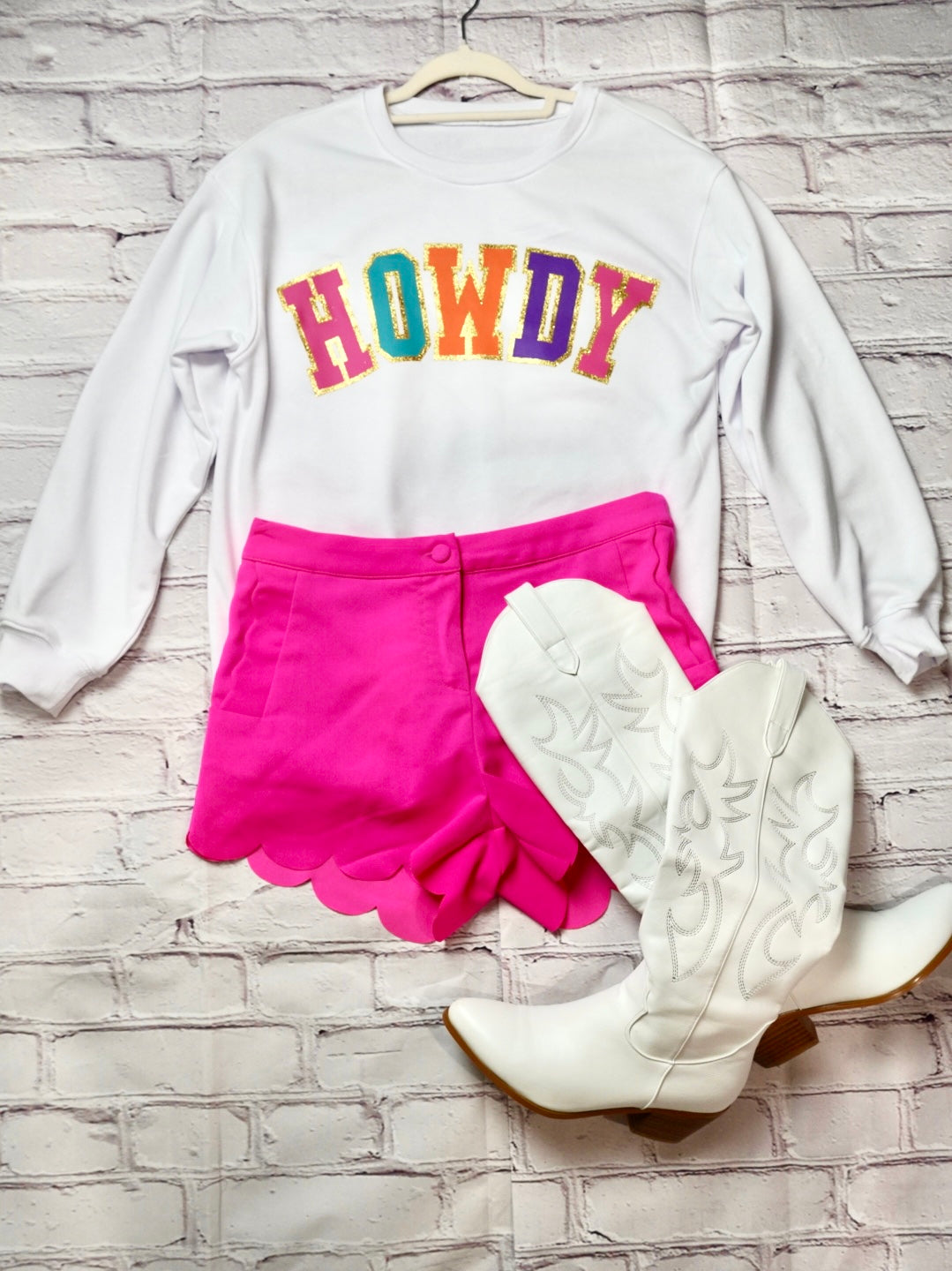 HOWDY letter color block oversized sweatshirt