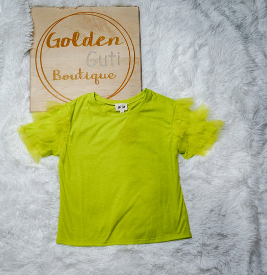 Neon Green Ruffled Sleeves Top