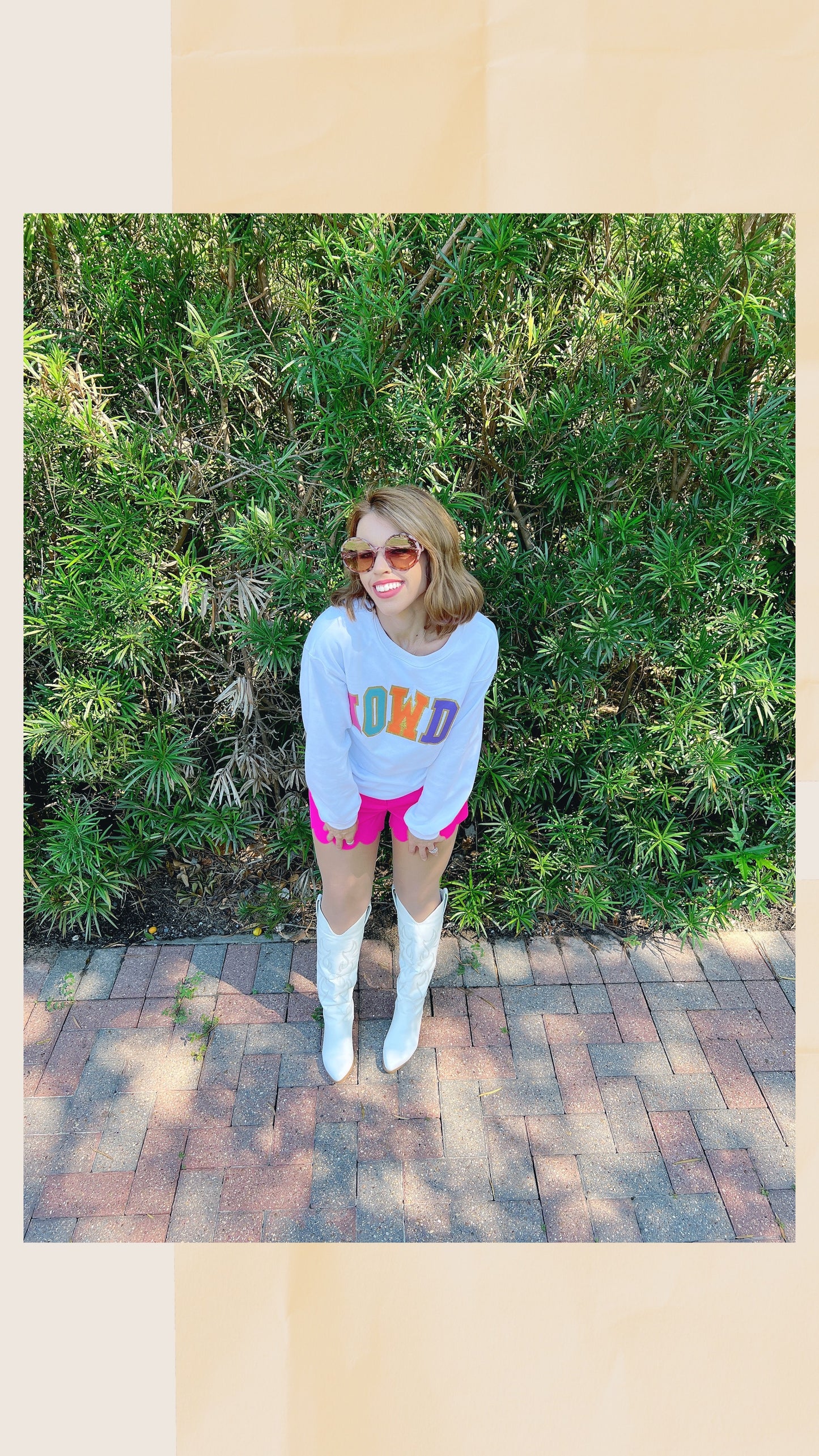 HOWDY letter color block oversized sweatshirt