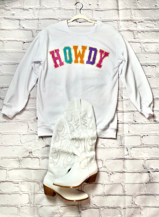 HOWDY letter color block oversized sweatshirt