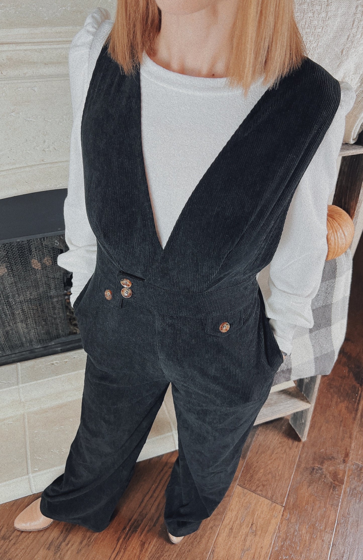 Black Corduroy Jumpsuit