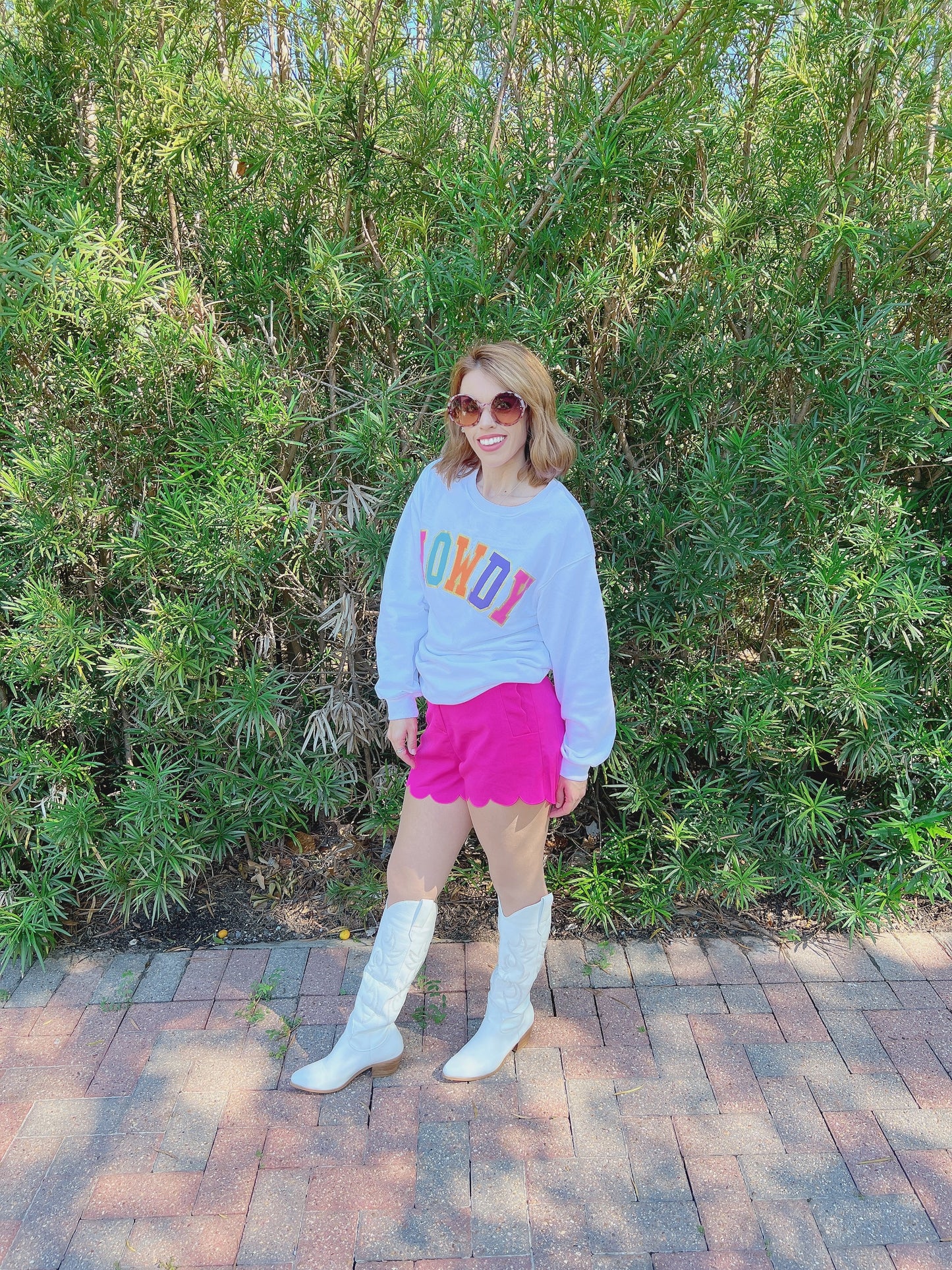 HOWDY letter color block oversized sweatshirt