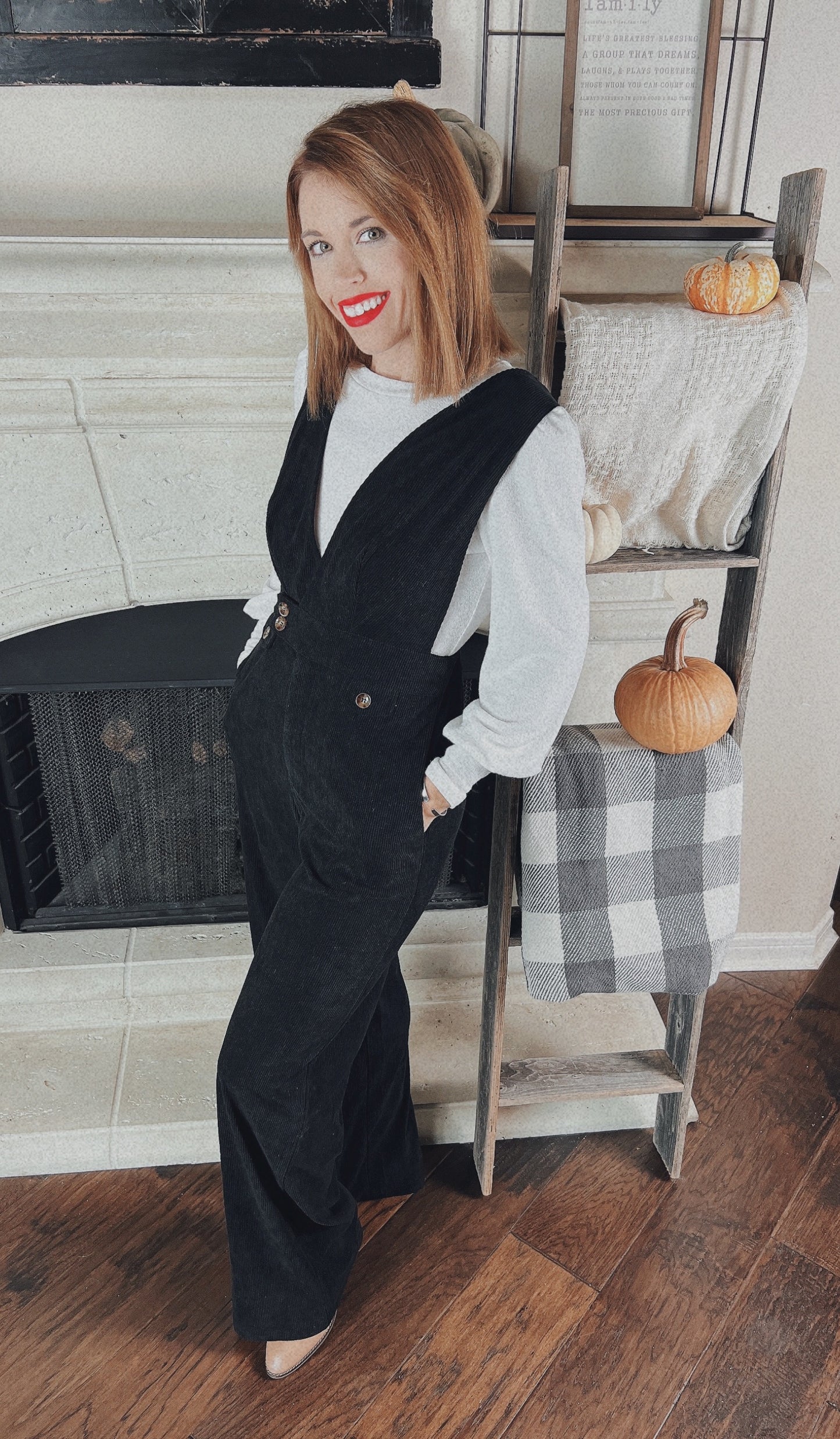 Black Corduroy Jumpsuit