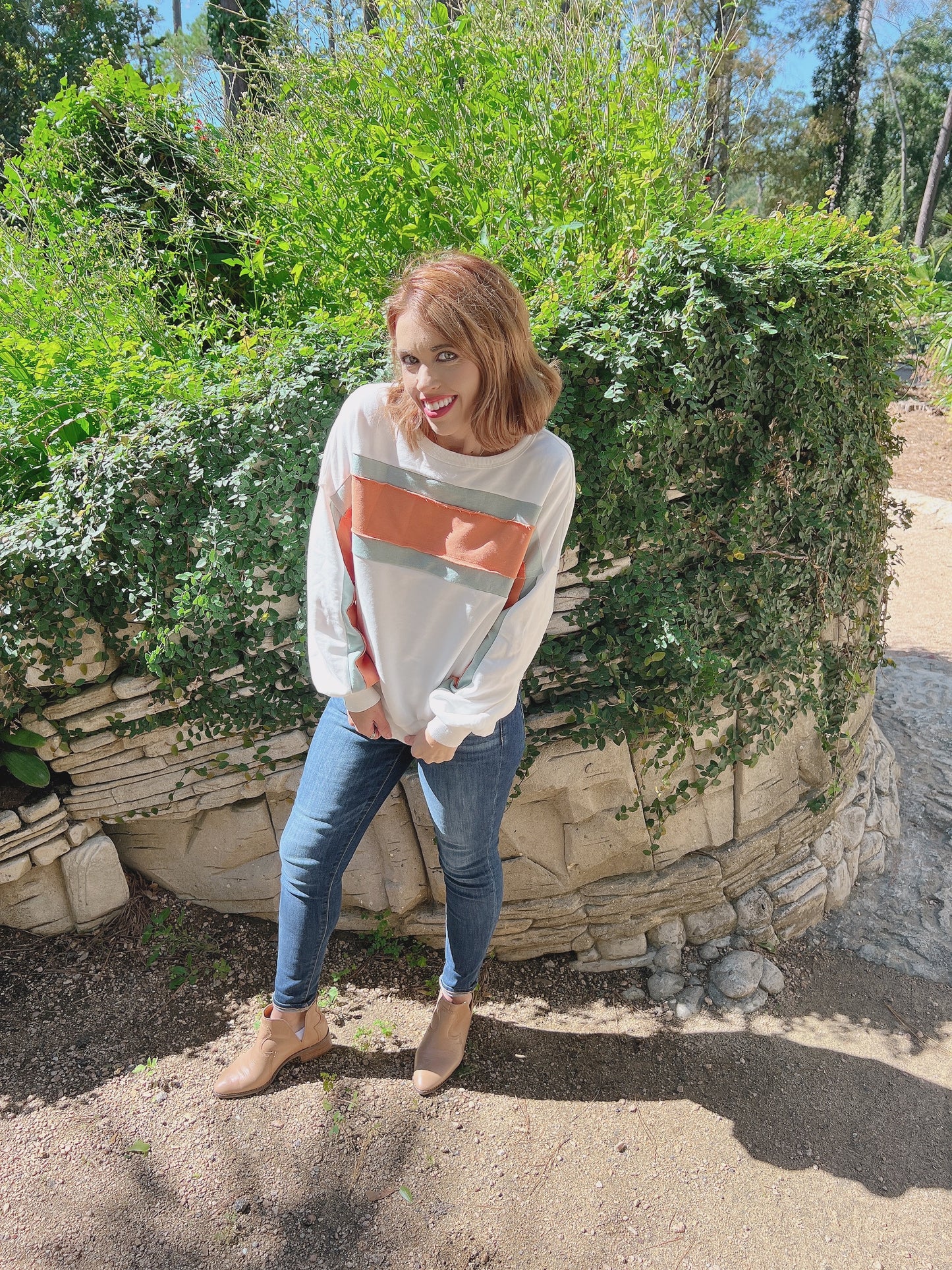 Color block striped sweater shirt