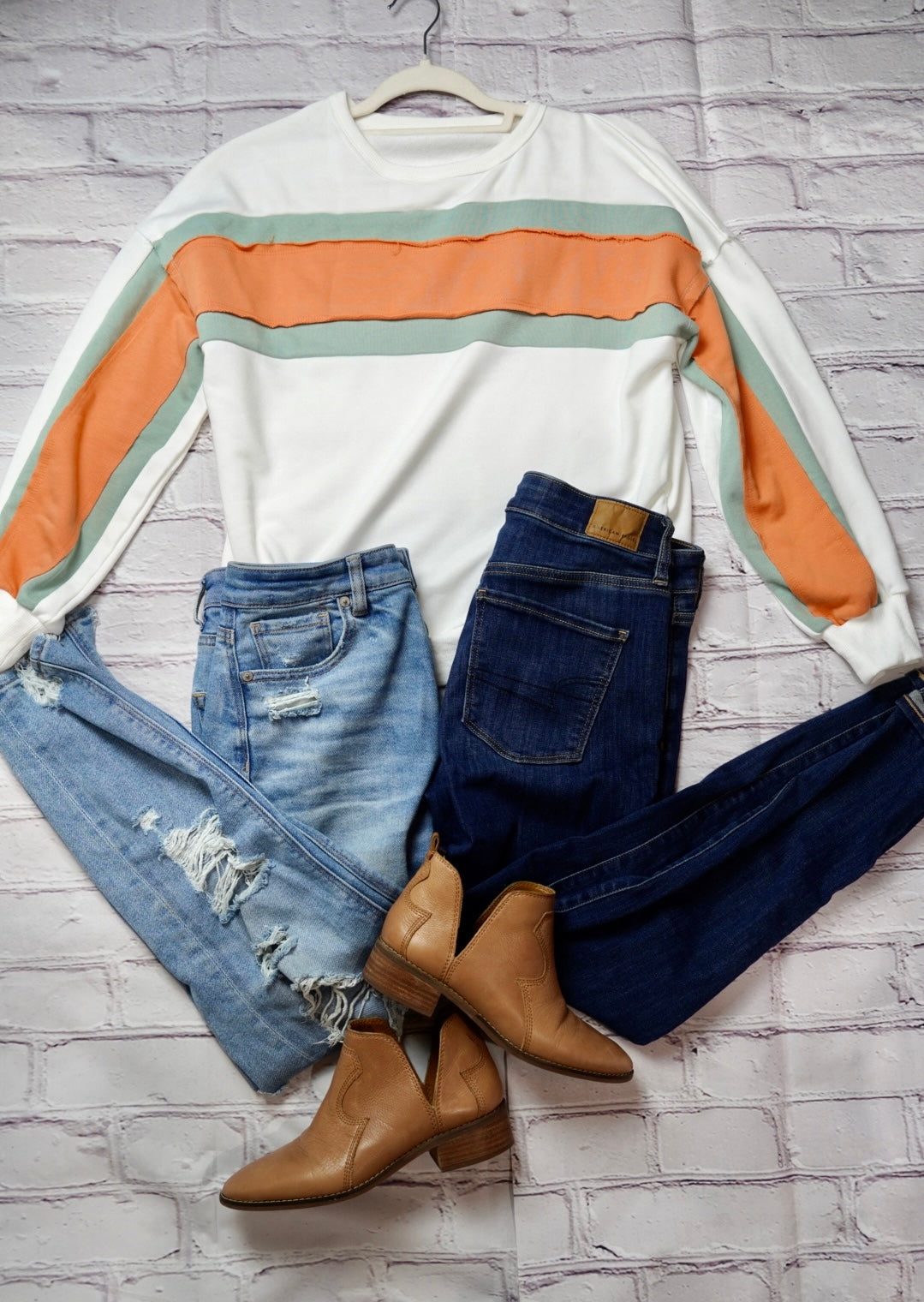 Color block striped sweater shirt